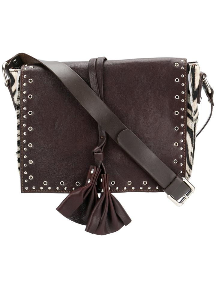 P.a.r.o.s.h. Zebra Panel Crossbody Bag - Brown