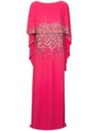 Oscar De La Renta Embroidered Cape Gown - Pink & Purple