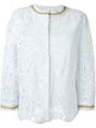 Ermanno Scervino Scalloped Hem Lace Jacket, Women's, Size: 42, White, Polyester