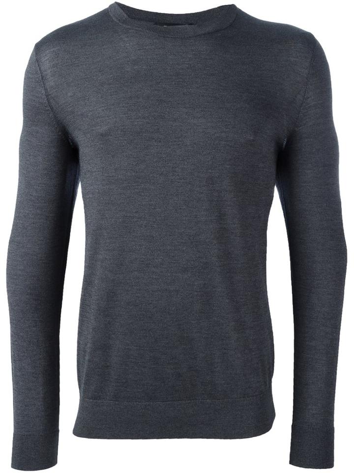 Theory Crew Neck Fine Jumper, Men's, Size: Xxl, Grey, Silk/spandex/elastane/cashmere