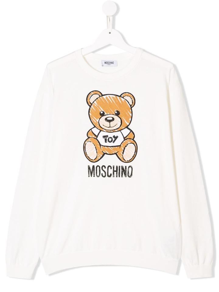 Moschino Kids Teen Logo Bear T-shirt - White