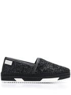 Philipp Plein Glitter Crystal Espadrilles - Black
