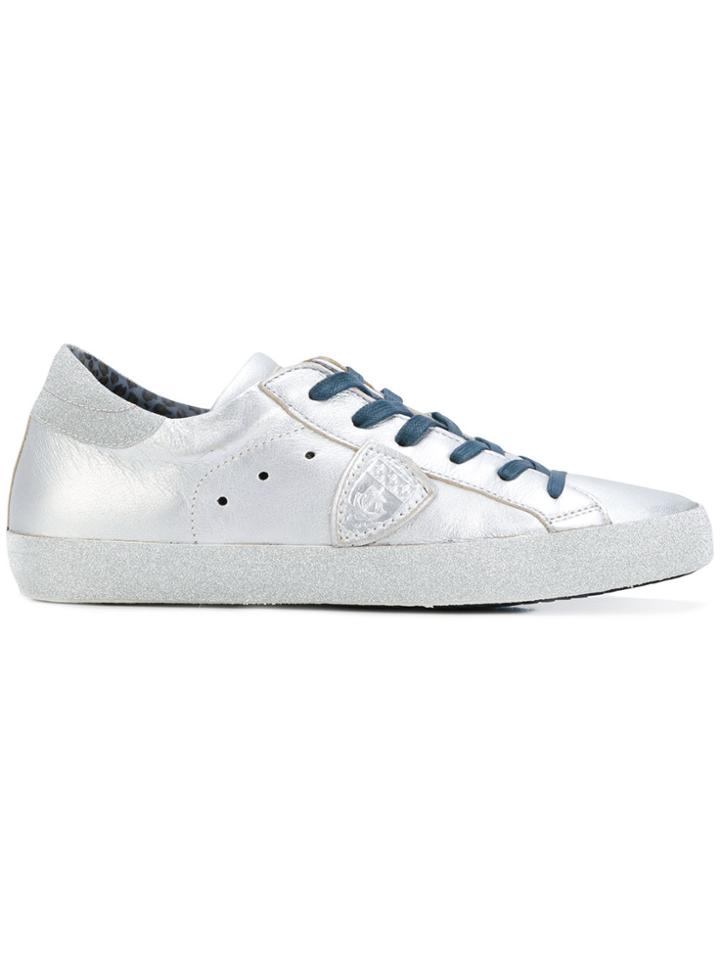 Philippe Model Glitter Trim Lace-up Sneakers - Grey