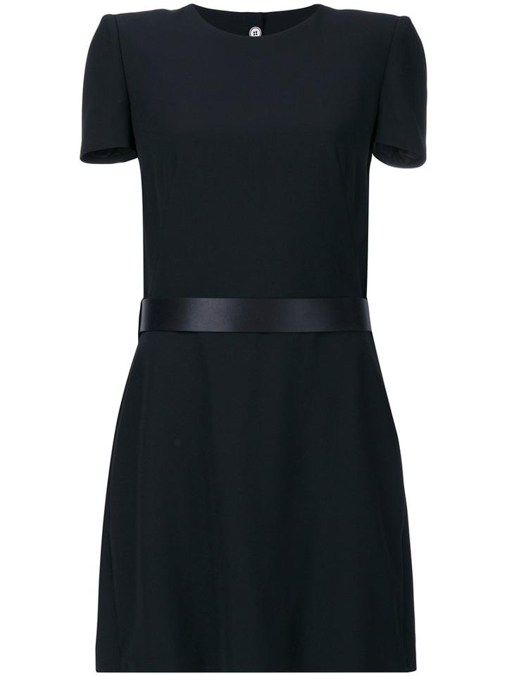 Alexander Mcqueen - Flared Back Belted Dress - Women - Silk/lamb Skin/acetate/viscose - 44, Black, Silk/lamb Skin/acetate/viscose