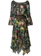 Tadashi Shoji - Floral Print Dress - Women - Polyester - 6, Black, Polyester