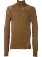 Maison Margiela Distress Knit Sweater, Men's, Size: Large, Brown, Wool