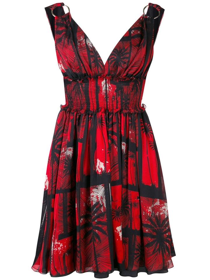 Fausto Puglisi Palm Tree Print Mini Dress - Red