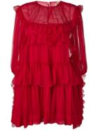 No21 Ruffle Trim Mini Dress - Red
