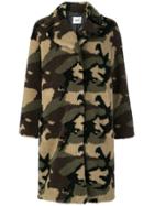 Stand Camouflage Print Coat - Green
