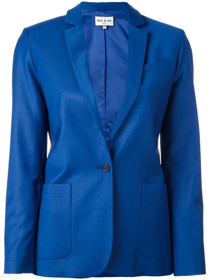Paul & Joe - Notched Lapel Blazer - Women - Polyamide/spandex/elastane/viscose/wool - 40, Blue, Polyamide/spandex/elastane/viscose/wool
