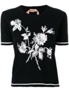 Nº21 Floral-intarsia Knitted Top - Black