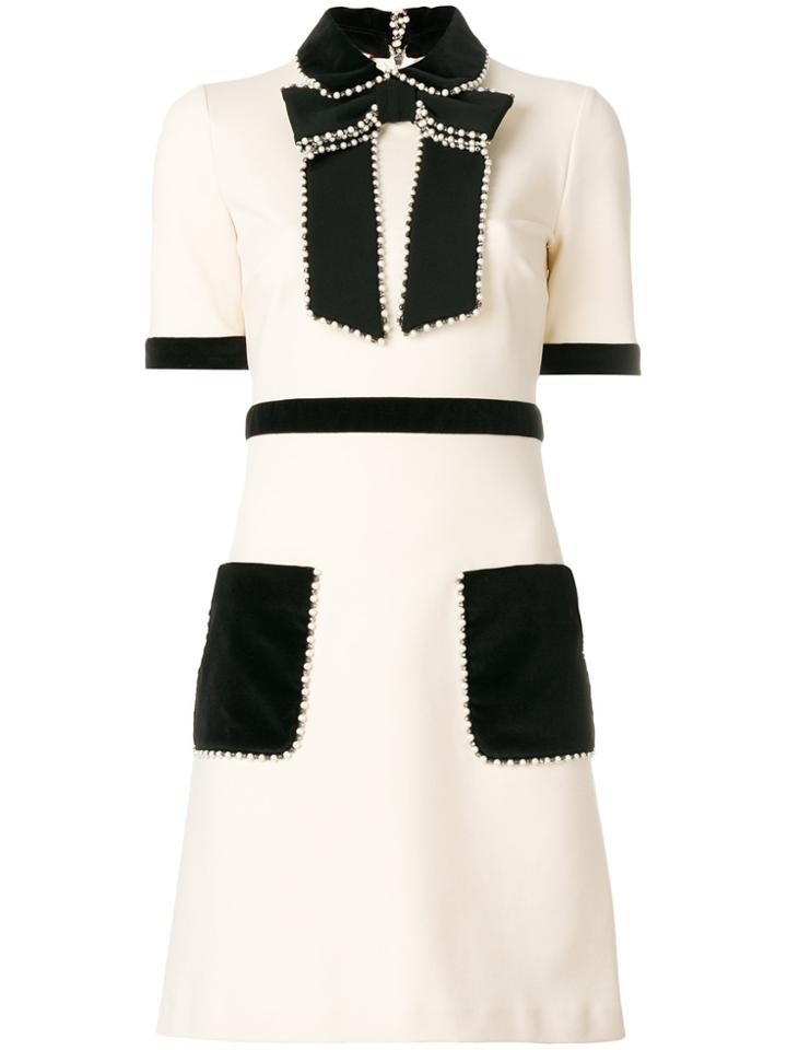 Gucci Short-sleeved Embellished Dress - White