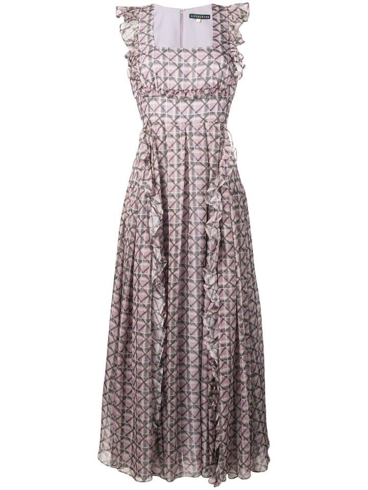 Alexa Chung Ruffle Trimming Long Dress - Purple
