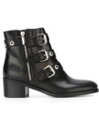 Diesel Black Gold Buckled Ankle Boots