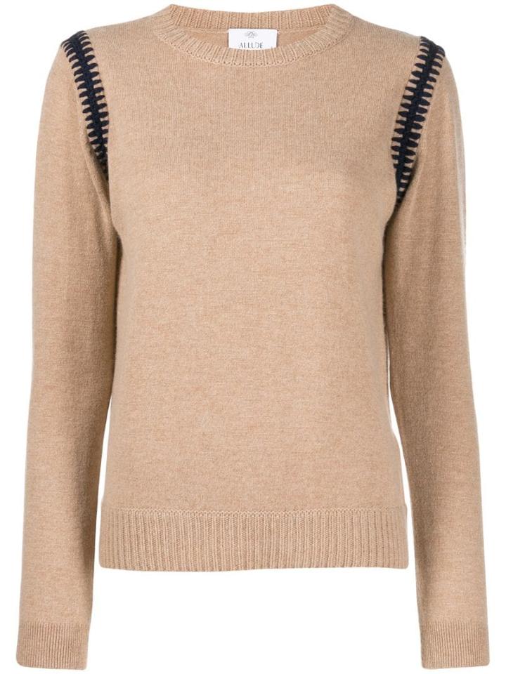 Allude Embroidered Shoulder Jumper - Neutrals