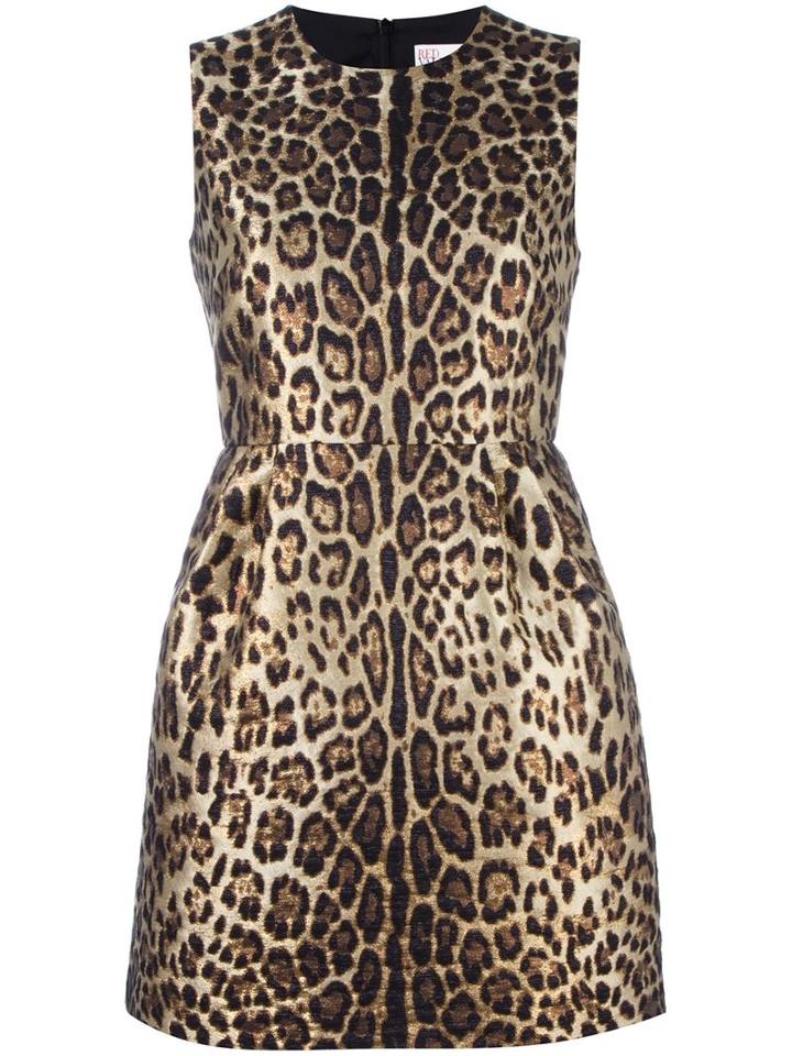 Red Valentino Leopard Print Dress, Women's, Size: 42, Brown, Polyester/polyamide/cotton/polyester