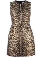 Red Valentino Leopard Print Dress, Women's, Size: 42, Brown, Polyester/polyamide/cotton/polyester