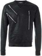 Dsquared2 Varnished Zip Detail Sweatshirt, Men's, Size: Small, Black, Cotton
