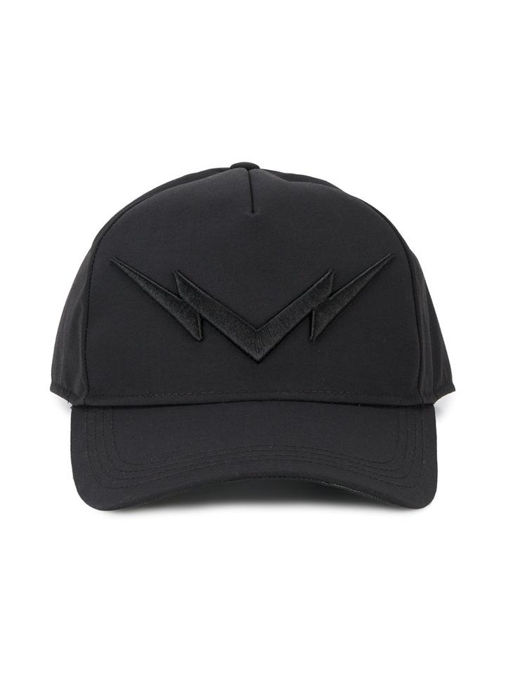 Neil Barrett - Lightning Bolt Embroidered Cap - Men - Polyester/polyurethane - One Size, Black, Polyester/polyurethane