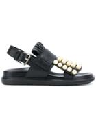 Marni Pearl Studded Fussbett Sandals - Black