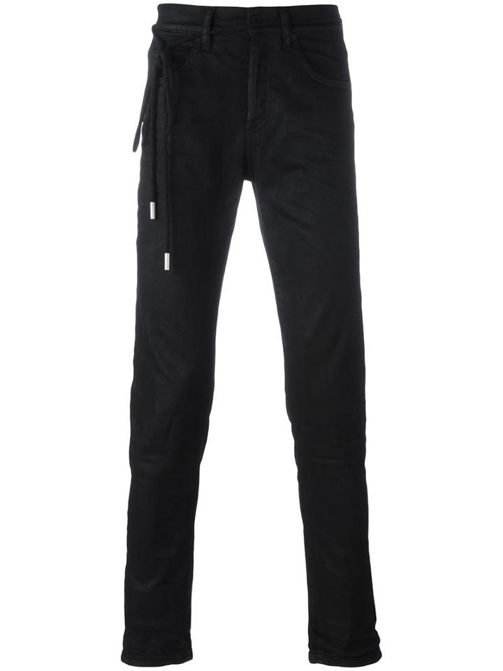 Off-white 'diagonal Spray' Slim-fit Jeans, Men's, Size: 34, Cotton/spandex/elastane/polyester