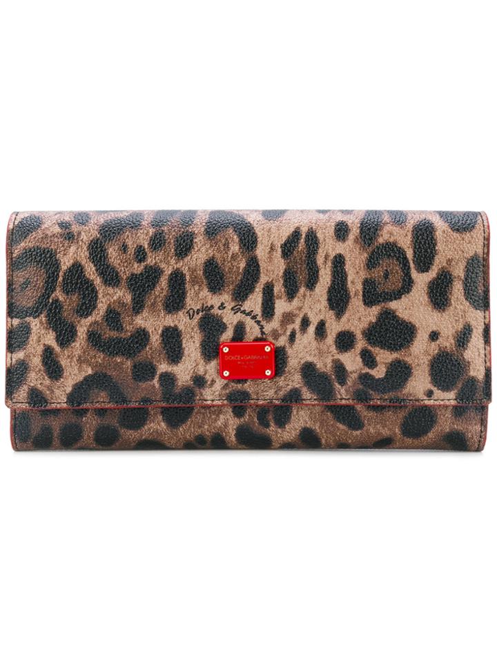 Dolce & Gabbana Leopard Print Rectangular Purse - Brown