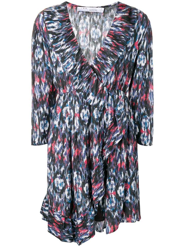 Iro V-neck Patterned Dress - Blue
