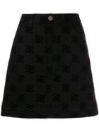 Fendi Logo Textured Mini Skirt - Black