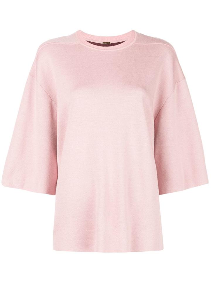 Adam Lippes Double Faced Cropped Sleeve Tee - Pink