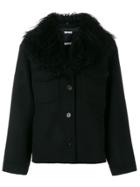P.a.r.o.s.h. Goat Fur Trim Coat - Black