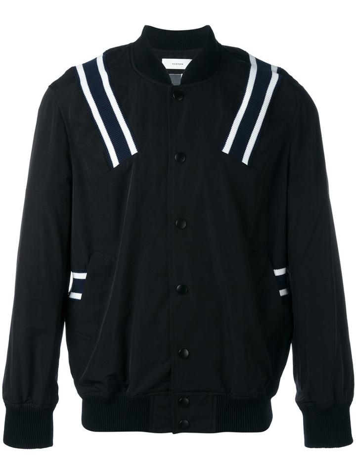 Facetasm Ribbed Stripe Bomber Jacket, Men's, Size: 4, Black, Cotton/nylon