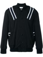 Facetasm Ribbed Stripe Bomber Jacket, Men's, Size: 4, Black, Cotton/nylon