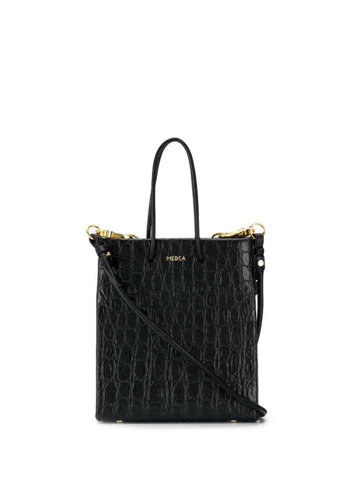 Medea Crocodile Embossed Crossbody Bag - Black