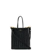 Medea Crocodile Embossed Crossbody Bag - Black