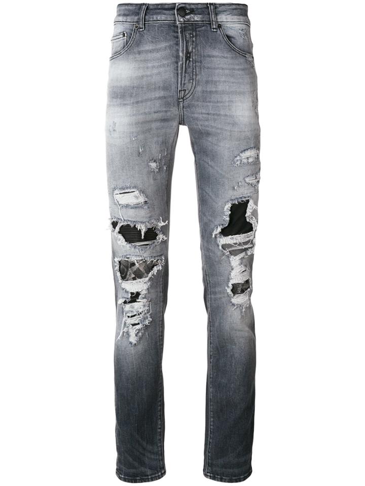 Marcelo Burlon County Of Milan Distressed Patch Jeans - Black