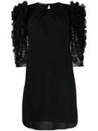Alberta Ferretti Tulle-panelled Dress - Black