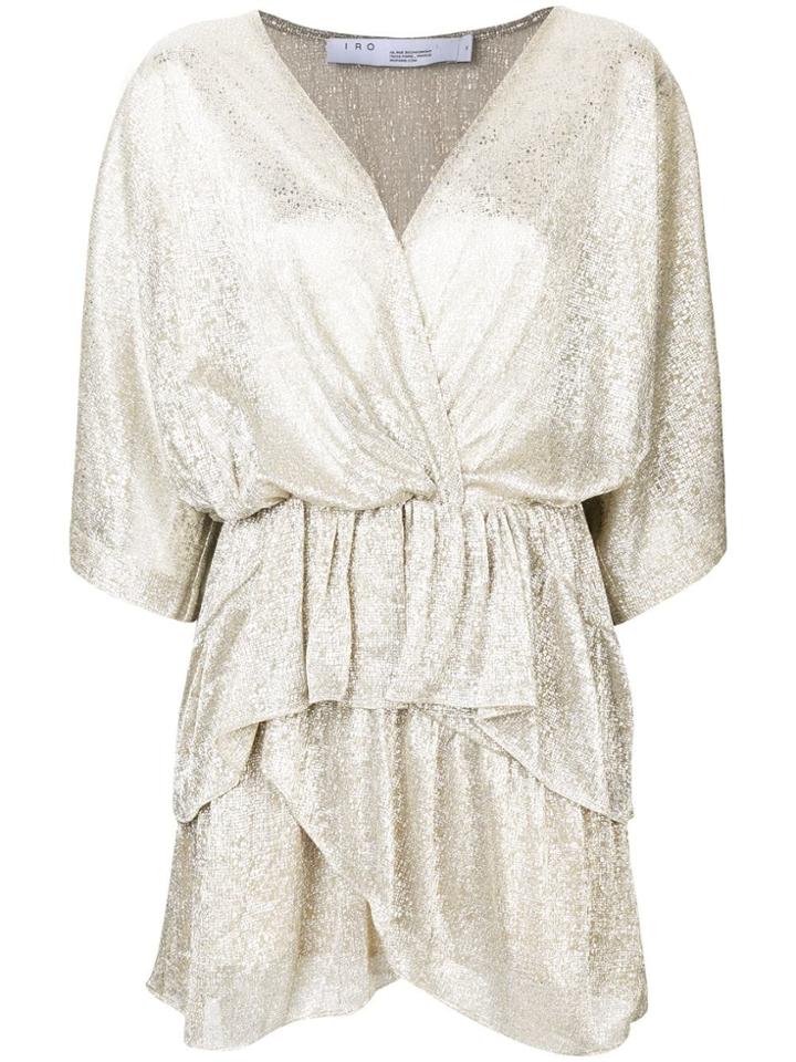 Iro Wrap Front Ruffle Dress - Neutrals