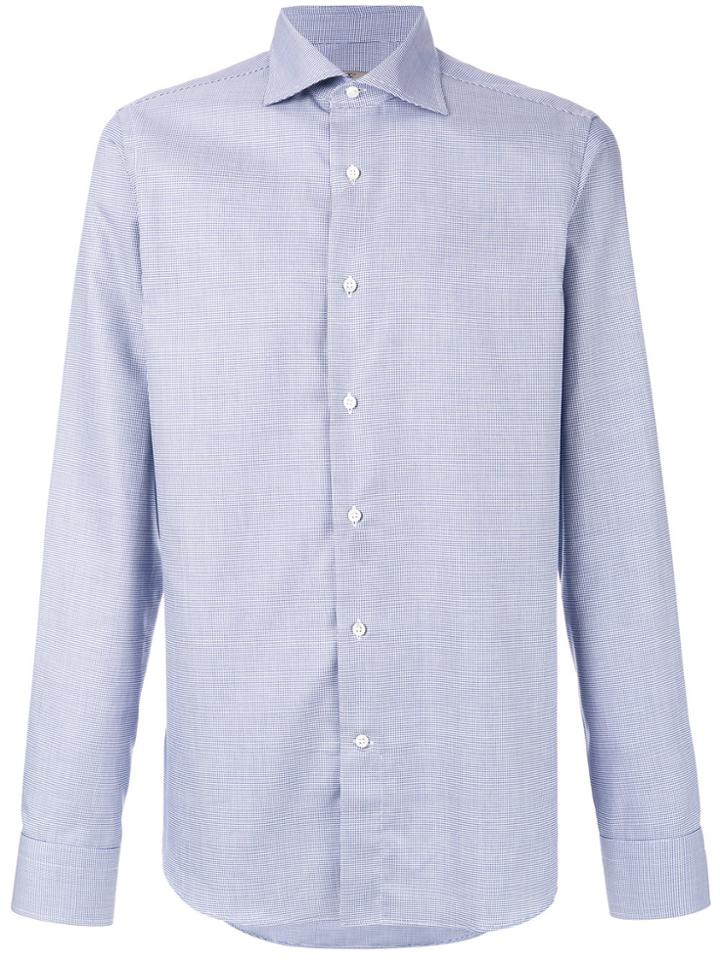 Canali Small Geometric Patterned Shirt - Blue