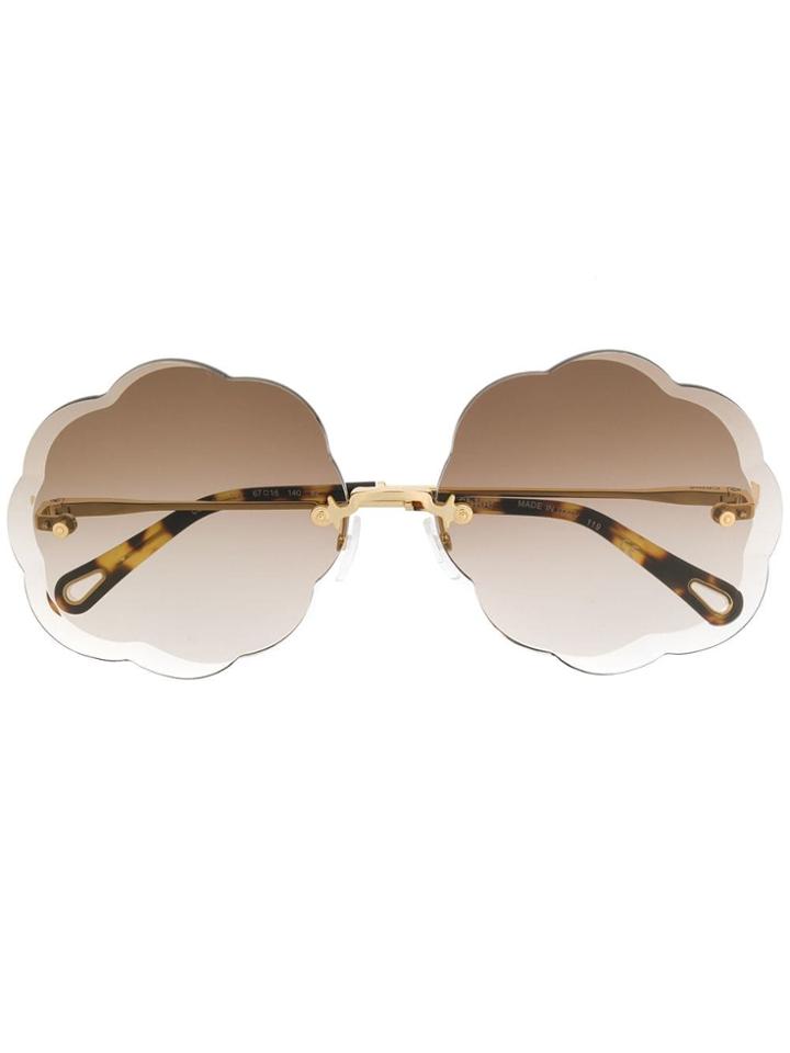Chloé Eyewear Scalloped Sunglasses - Brown