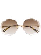 Chloé Eyewear Scalloped Sunglasses - Brown