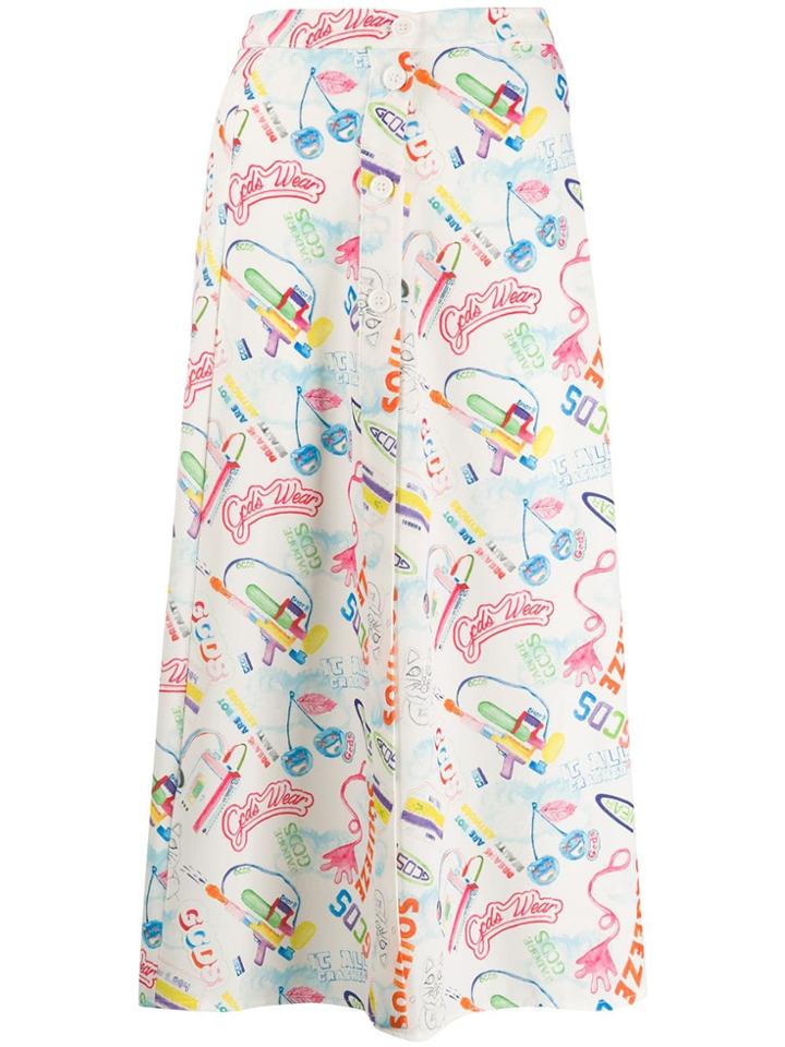 Gcds 90's Print A-line Skirt - White