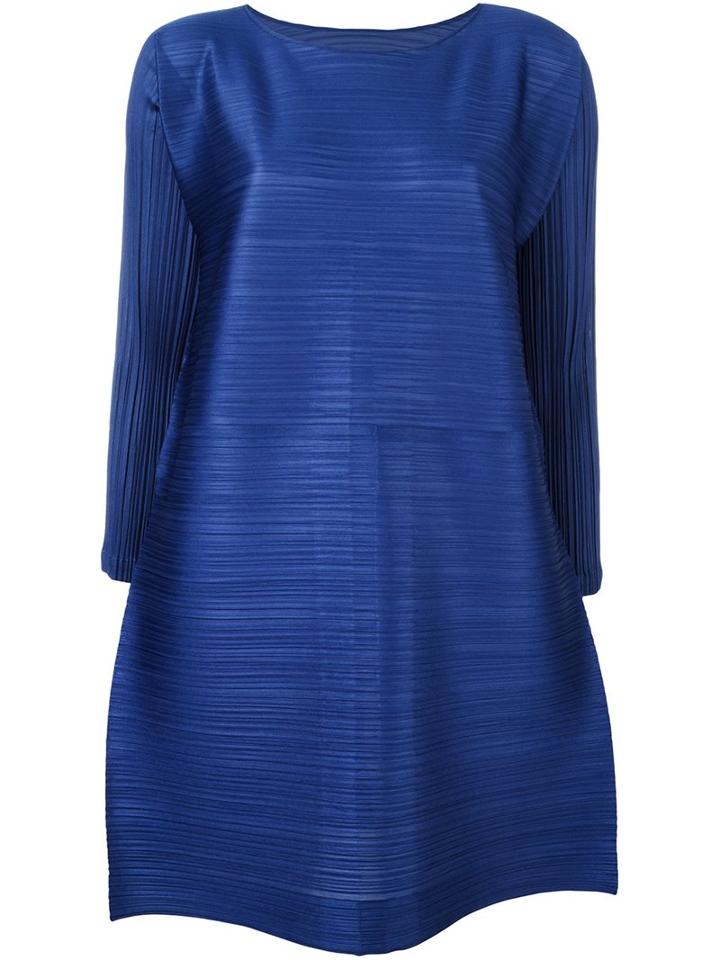 Pleats Please By Issey Miyake Pleated Tunic, Women's, Size: V, Blue, Polyester