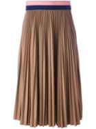 Msgm Pleated Midi Skirt, Women's, Size: 44, Nude/neutrals, Polyamide/polyester