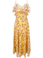 Giamba Floral Print Midi Dress - Yellow