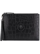 Versus Crocodile-embossed Clutch Bag - Black