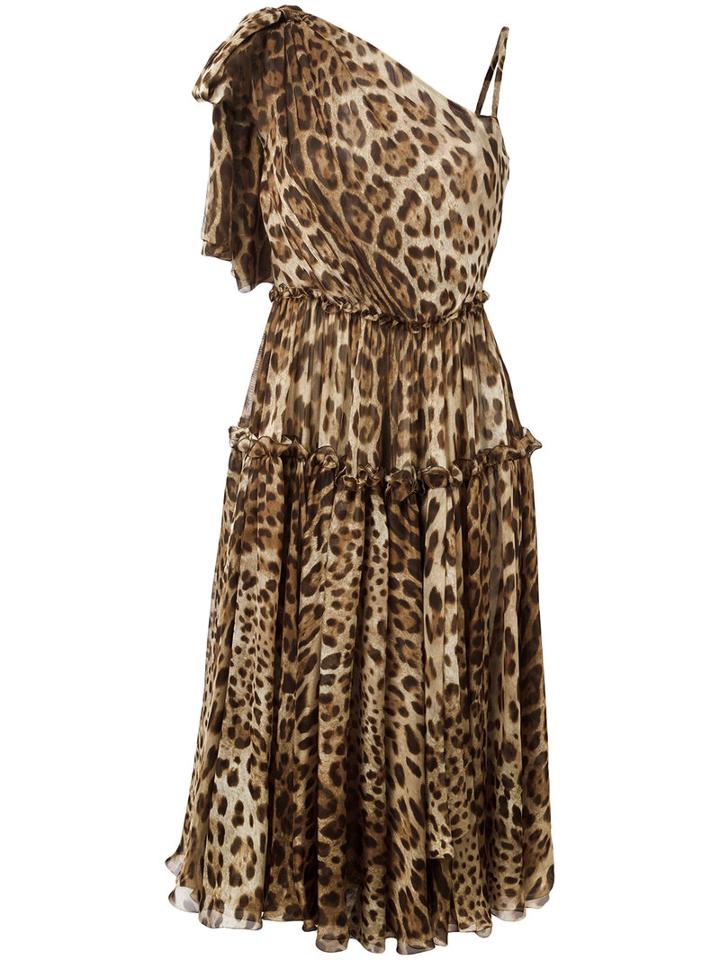 Dolce & Gabbana - Leopard Print Shift Dress - Women - Silk/cotton/polyamide/spandex/elastane - 40, Women's, Brown, Silk/cotton/polyamide/spandex/elastane