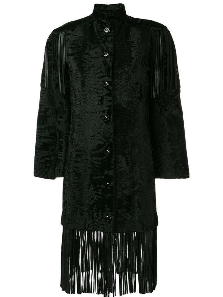 Christian Dior Vintage Fringed Fur Coat - Black