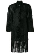 Christian Dior Vintage Fringed Fur Coat - Black