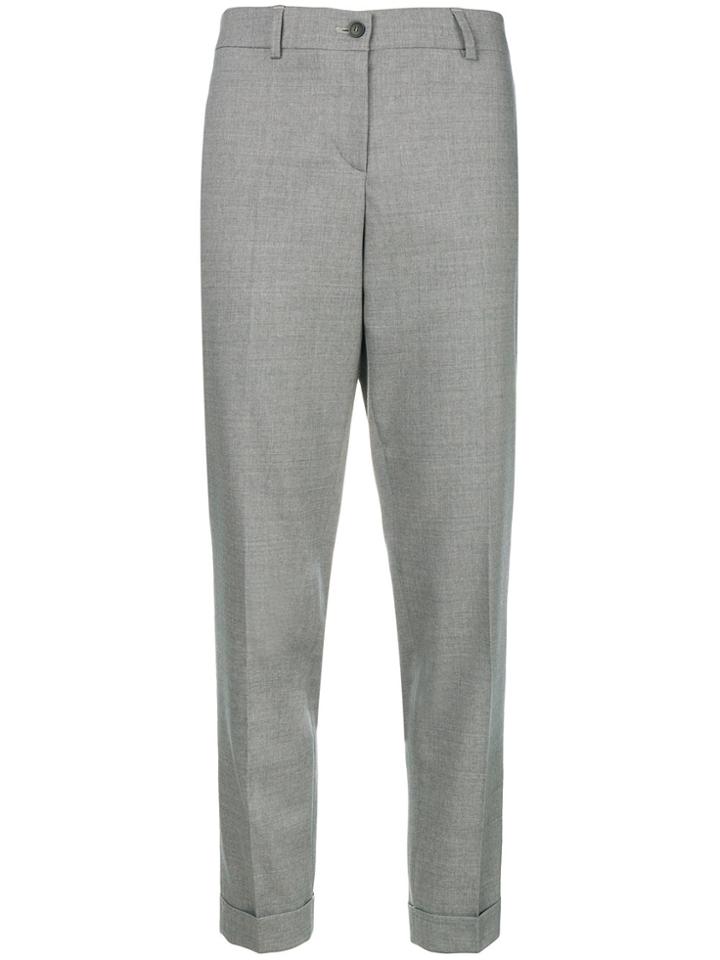 Fabiana Filippi Cuff Creased Cropped Trousers - Grey