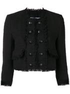 Msgm Button Tweed Jacket - Black